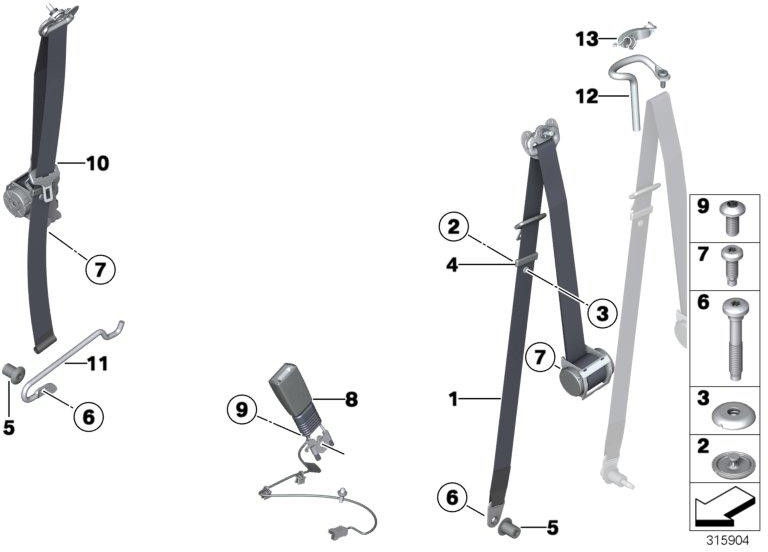 BMW本物のObergurt Front Left（72112751225）| 72112751225
