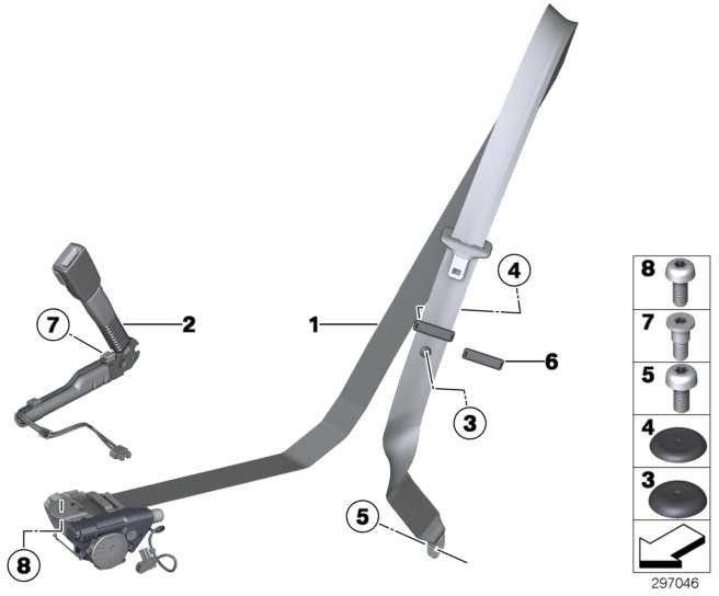 BMW本物のObergurt Front Left Ivory 6er（72117314137）| 72117314137