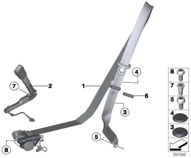 右の黒の前のBMW本物のobergurt（72117314140）| 72117314140