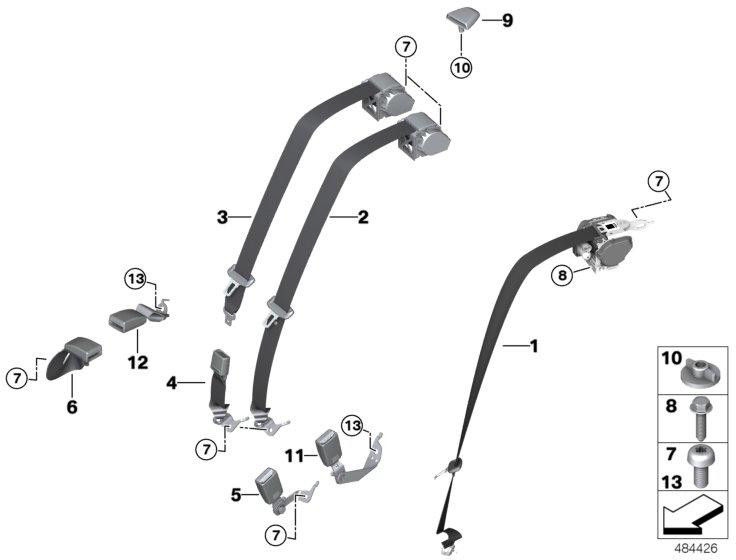 BMW本物のObergurt Black（72117429999）| 72117429999