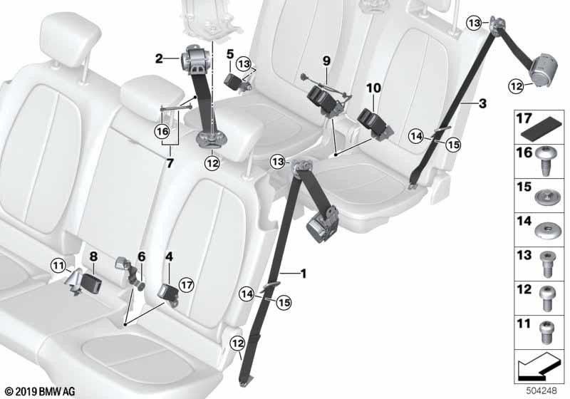 BMW本物のObergurt Mitte Black（72117469268）| 72117469268