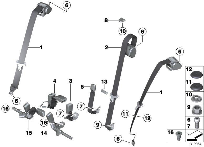 BMW右側の本物のobergurt m（72118076354）| 72118076354