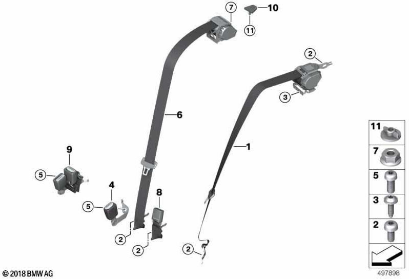 BMW右側の右の黒いM（72118076376）の本物のObergurt | 72118076376