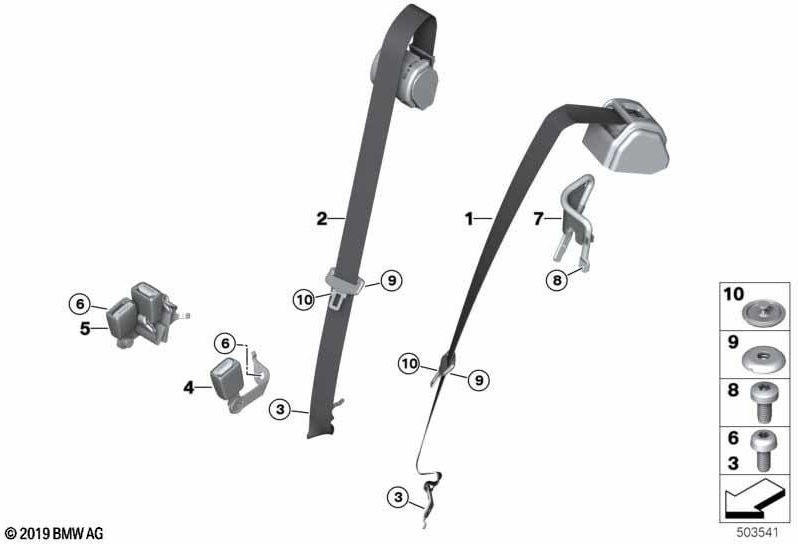 BMW右側の本物のobergurt m（72118076392）| 72118076392