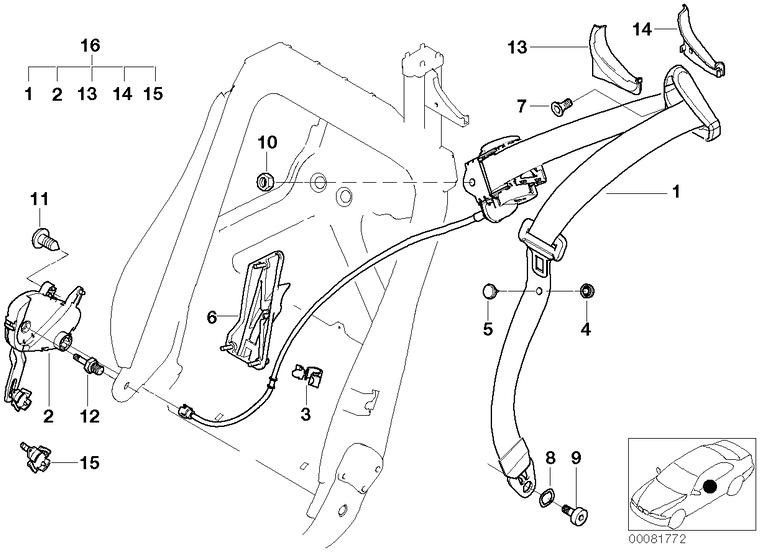 BMW本物のObergurt Front Left（72118202595）| 72118202595