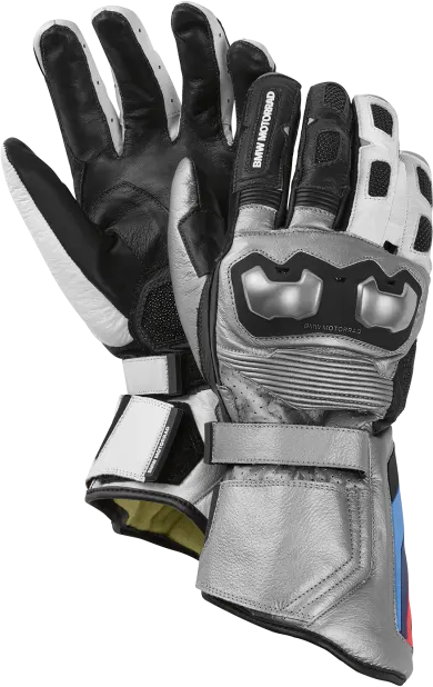 [BMW Accessories] BMW Genuine Unisex Gloves M Pro Race Comp White/Silver, Size 6 | 76215A80977