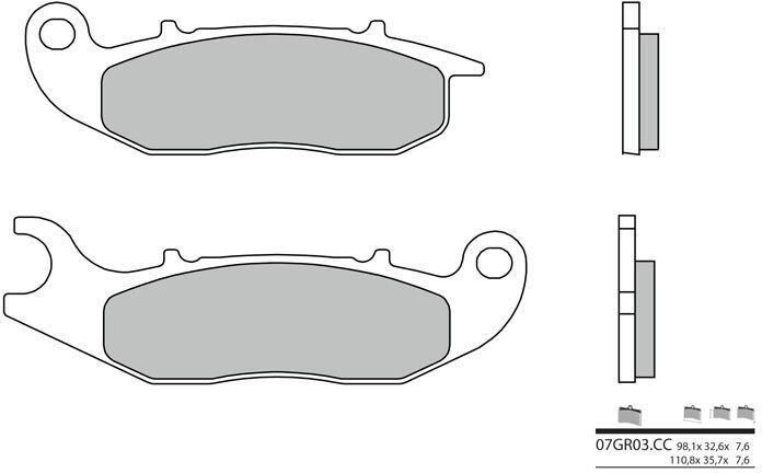 BREMBO Brake Pads 07GR03CC Carbon Ceramic | 07GR03CC - Webike Thailand
