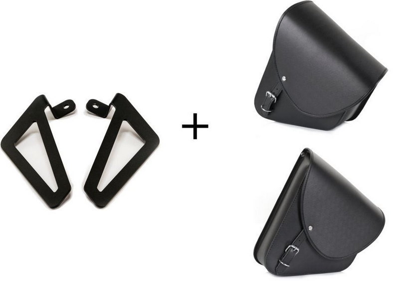 Custom Acces Barcelona Leather Saddlebag Left Side + Universal Support Side Left, Black | APB002N - Webike Thailand