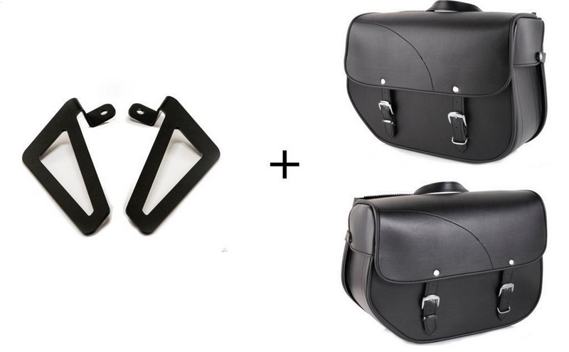Custom Acces Sant Louis Pair Of Saddlebags + Universal Support, Black | APS002N - Webike Thailand