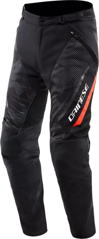 Dainese DRAKE 2 SUPER AIR TEX PANTS, BLACK/ANTHRACITE/RED-FLUO, Size 46 | 2017500003P80009