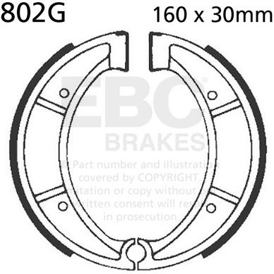 EBC-Brakes Motorcycle Grooved Replacement Brake Shoes to fit Rear Left - Webike Thailand