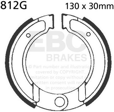 EBC-Brakes Motorcycle Grooved Replacement Brake Shoes to fit Rear Left - Webike Thailand