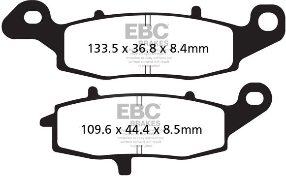 EBC-Brakes British Made Kevlar® Organic FA Series Brake Pads to fit Rear Right - Webike Thailand