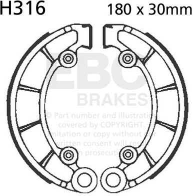 EBC-Brakes Plain Motorcycle Replacement Brake Shoes to fit Rear Left - Webike Thailand