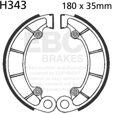 EBC-Brakes Plain Motorcycle Replacement Brake Shoes to fit Rear Left - Webike Thailand