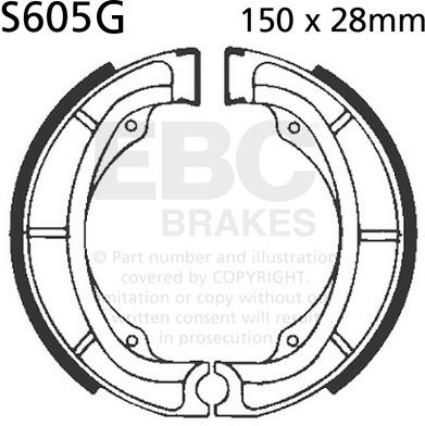 EBC-Brakes Motorcycle Grooved Replacement Brake Shoes to fit Rear Right - Webike Thailand