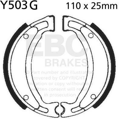 EBC-Brakes Motorcycle Grooved Replacement Brake Shoes to fit Rear Left - Webike Thailand