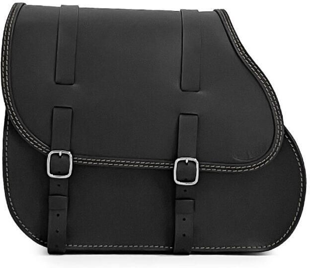 Ends Cuoio Bag Middle Dyna Left Side - Black Leather - White Stitching | MD.N.CTBI.SX - Webike Thailand