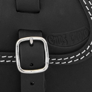 Ends Cuoio Bag Ska Left Side - Black Leather - White Stitching | SKA.N.CTBI.SX - Webike Thailand