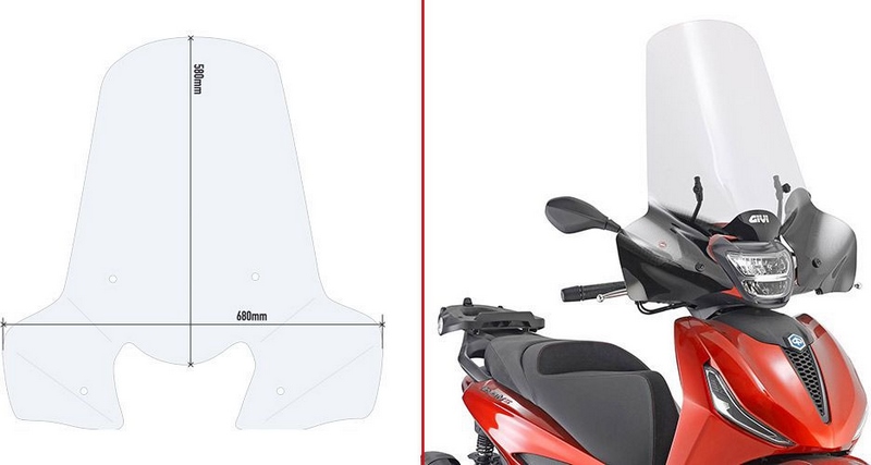 Givi Windscreen Transparent 58x68 Piaggio Beverly 300-400 HPE 21-22 | 5616A - Webike Thailand