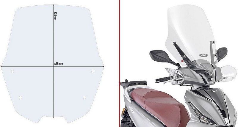 Givi Windscreen Transparent 53.5x49.5 Kymco People S 125-150-200 | D6113ST - Webike Thailand