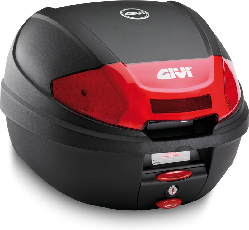 GIVI E300 - Monolock top case, 30 L, black with red reflector, with plate and universal kit | E300N2B - Webike Thailand