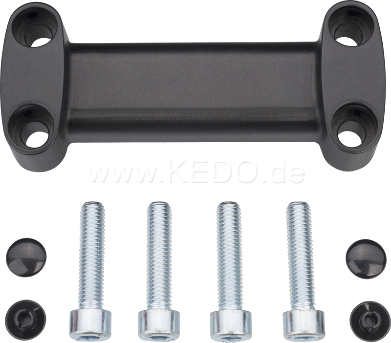 Kedo Handlebar grip 'Sporty', black anodized aluminum, incl 4 pcs.. fixing screws + 4 pcs. black cover caps | 30513B - Webike Thailand