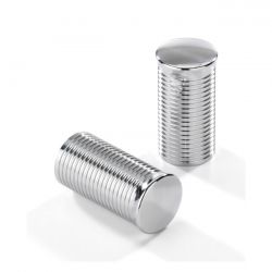 [KUSTOM TECH] Kustom Tech, FL Handlebar Grip Ends Ribbed Chrome Aluminum