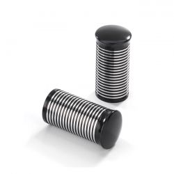[KUSTOM TECH] Kustom Tech, FL Handlebar Grip Ends Ribbed Black CC Alu
