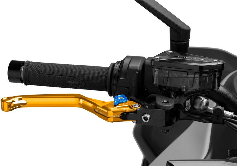 Puig Unfoldable Brake Lever 4.0. Blue With Gold Selector | 4120OA - Webike Thailand