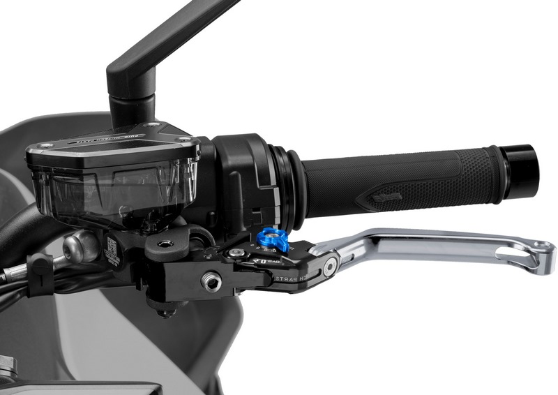 Puig Foldable Clutch Levers 4.0. Blue With Titanium Selector | 4210YA - Webike Thailand