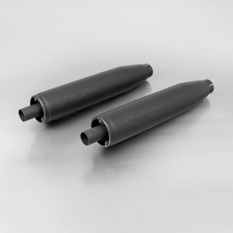 2X Custom Exhaust Muffler Incl. Cat., Stainless Black, Plug-In Catalytic Converter Set 2 Pcs. End Cap Tapered 2 Pcs. Stainless Chrome - Webike Thailand