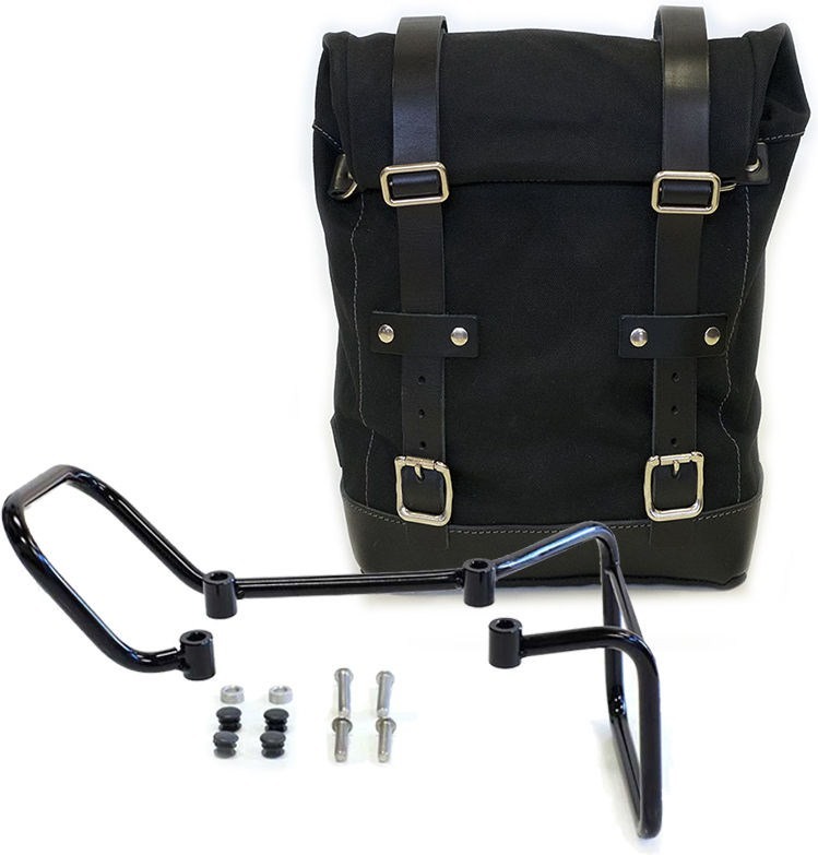 Unit Garage SIDE PANNIER CANVAS + SUBFRAME HUSQVARNA 401, Black-Black | U001-3000-Black-Black - Webike Thailand
