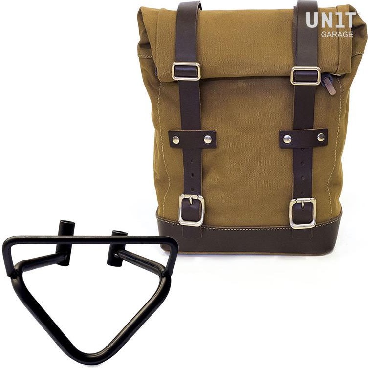 Unit Garage Side Pannier Canvas + Right Subframe husqvarna 200 2020 until now, Beige/Brown | U001+3003DX-Beige-Brown - Webike Thailand